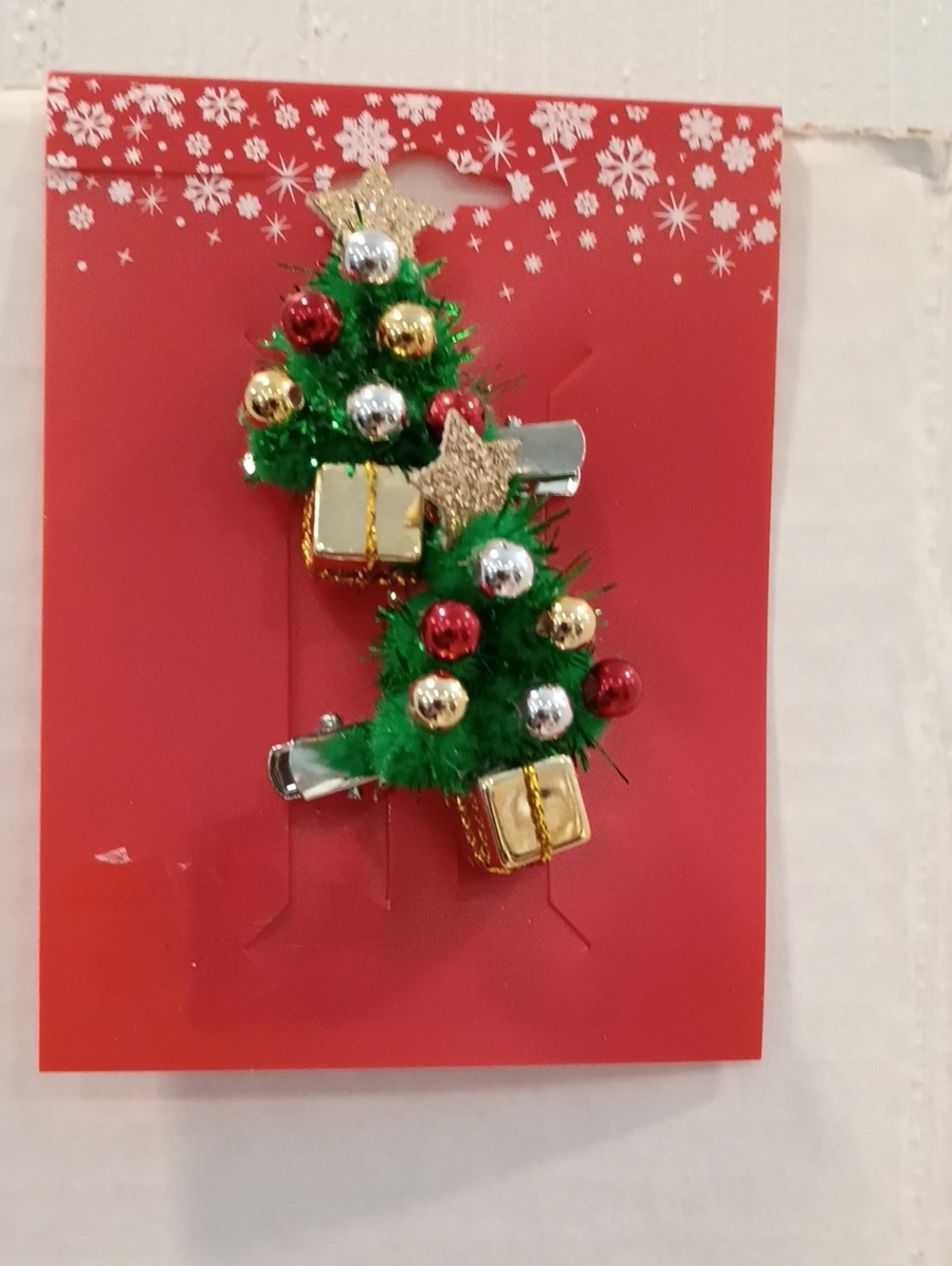 Festive Christmas Tree Hair Clips - Green